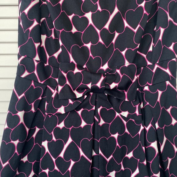 Helene Berman Hearts Mini Shift Dress, Deep Blue & Pink, Bow, Size 4 - Picture 3 of 8